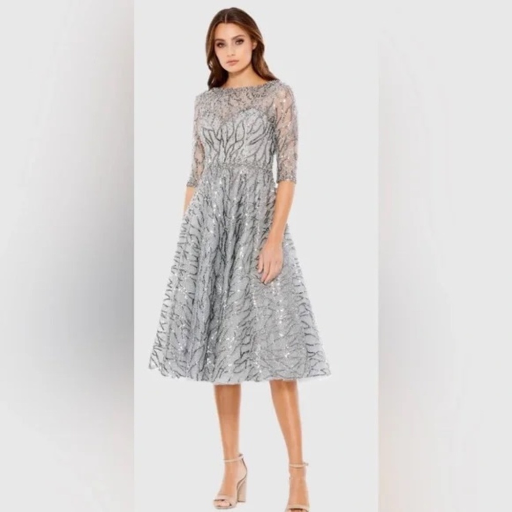 NWT Mac Duggal Embellished 3/4 Sleeve A Line Dress - size 4